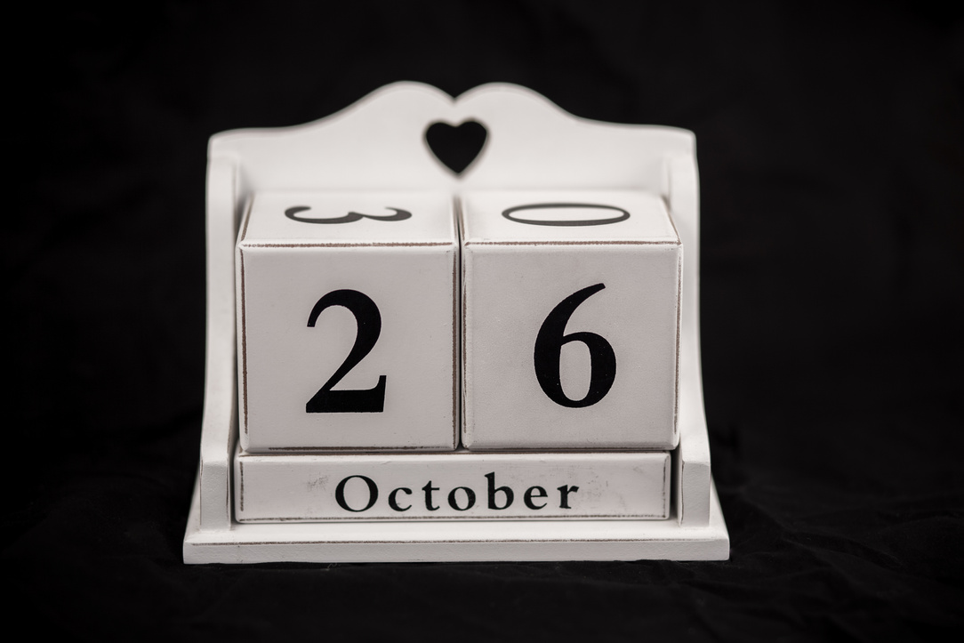 Calendar cubes October, twenty sixth, 26, 26th